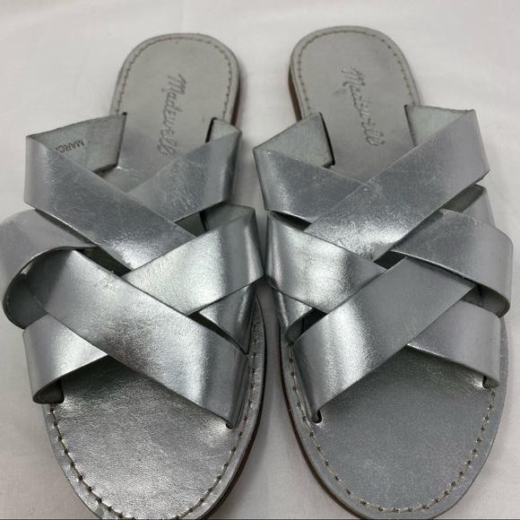 Madewell Metallic The Boardwalk Woven Slide Sandal - Picture 5 of 11